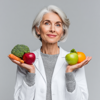 Спеціаліст з харчування консультує літню пару